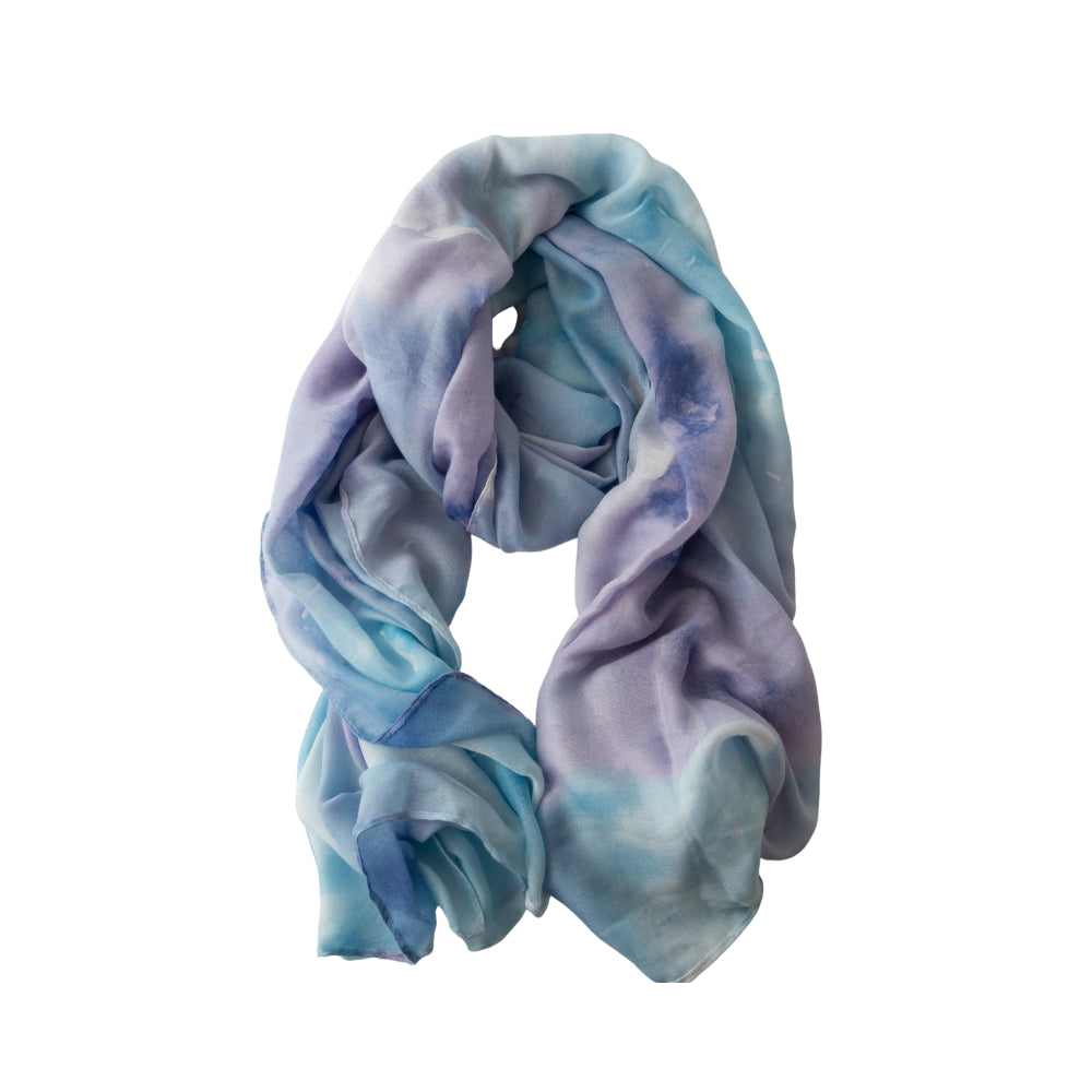 Plumberry Series Print Scarf - WATERCOLOUR BLUE/LILAC